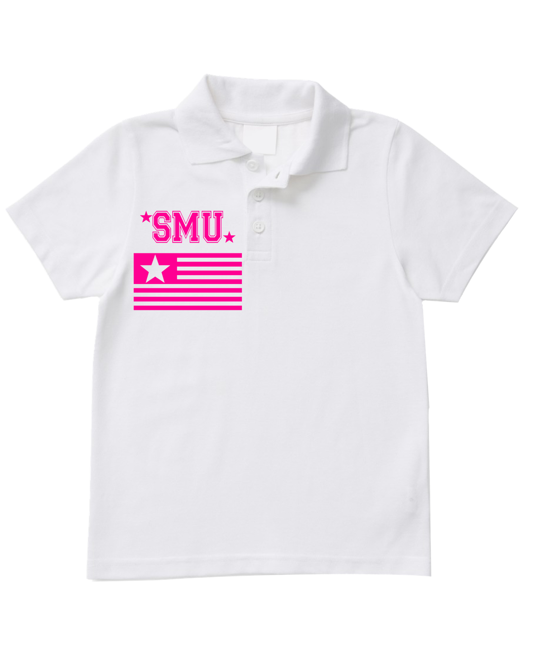 SMU STAR FLAG POLO (WHITE/PINK)