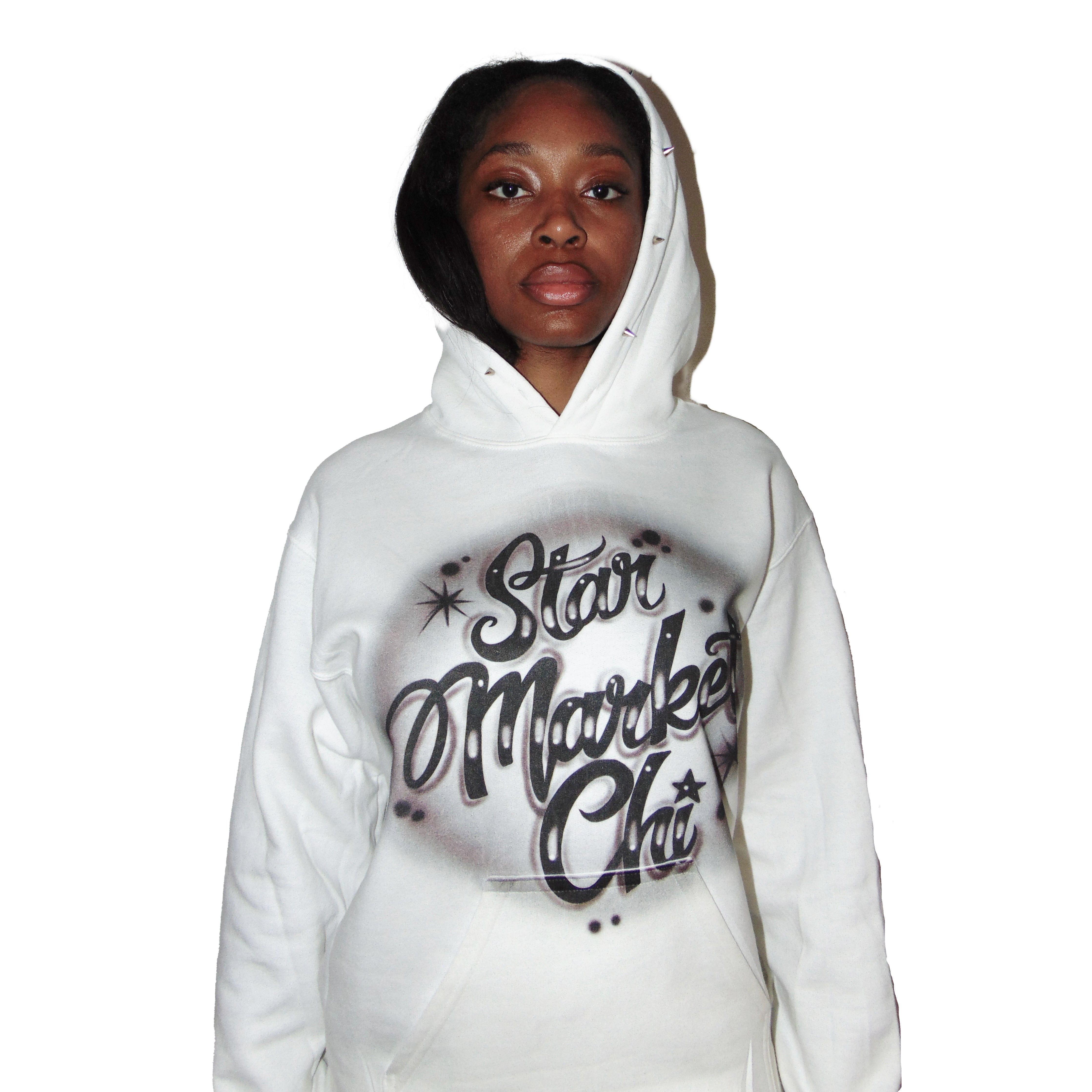 AIRBRUSH SPIKED HOODIE (WHITE)