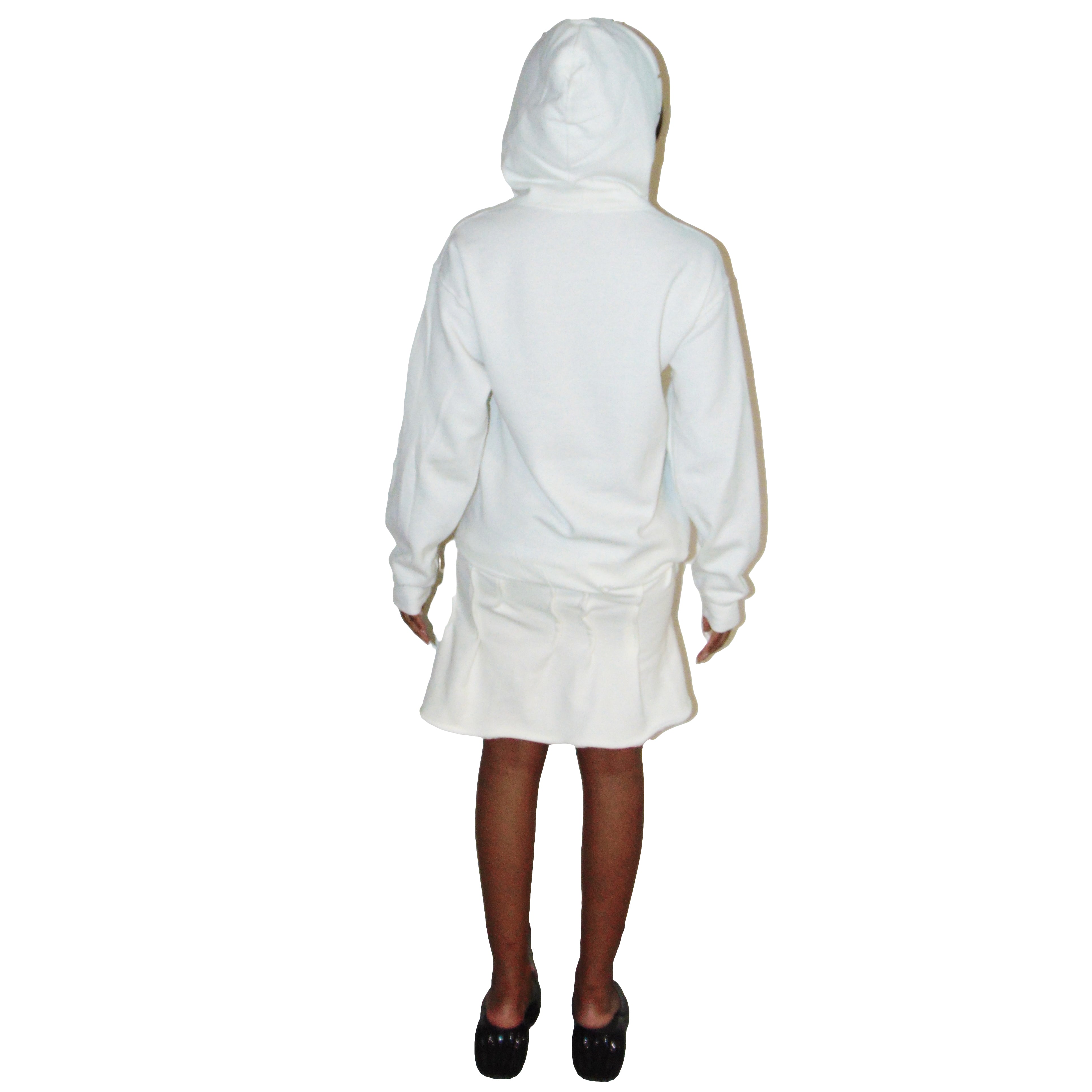 AIRBRUSH SPIKED HOODIE DRESS (WHITE)