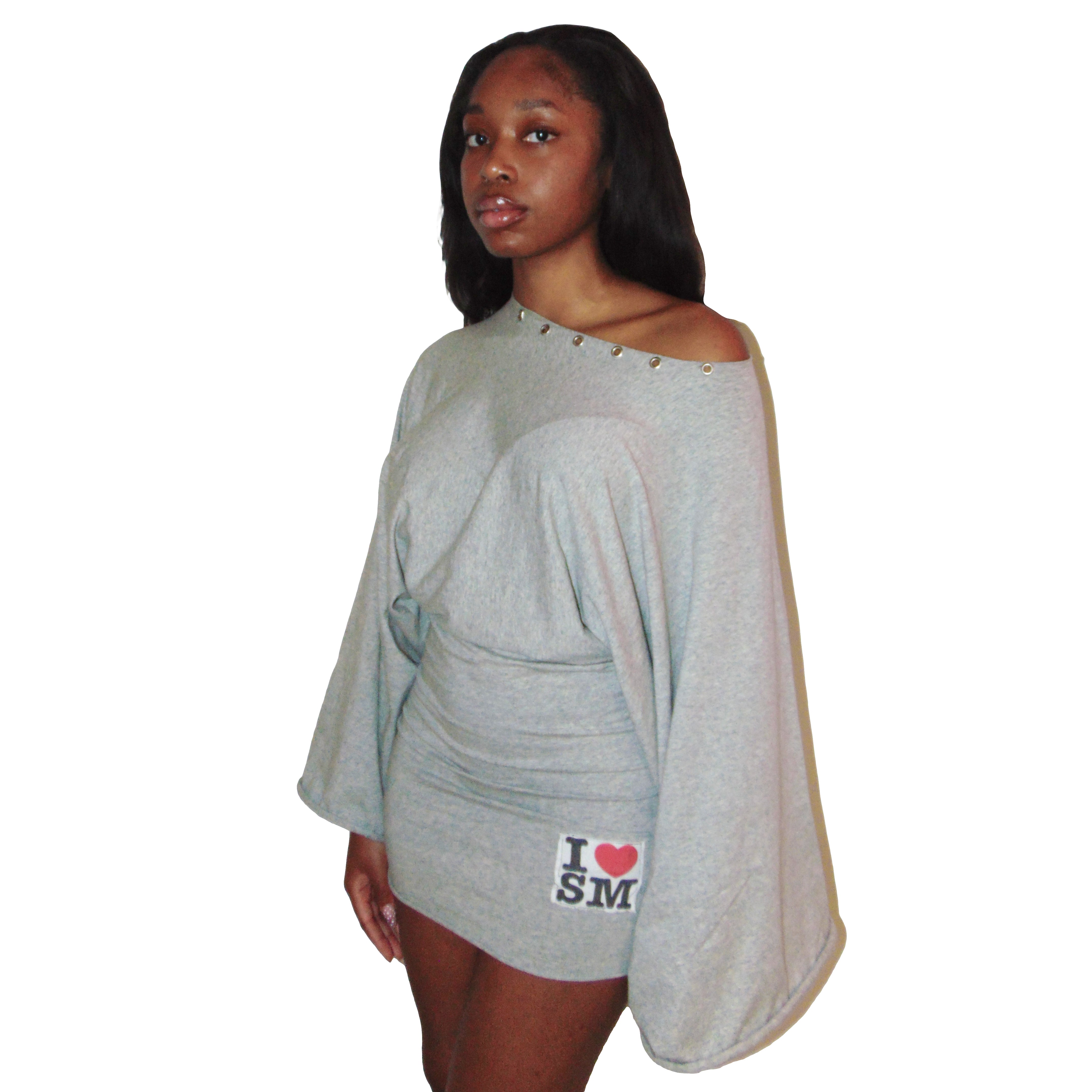 I HEART SM BATWING DRESS (GREY)