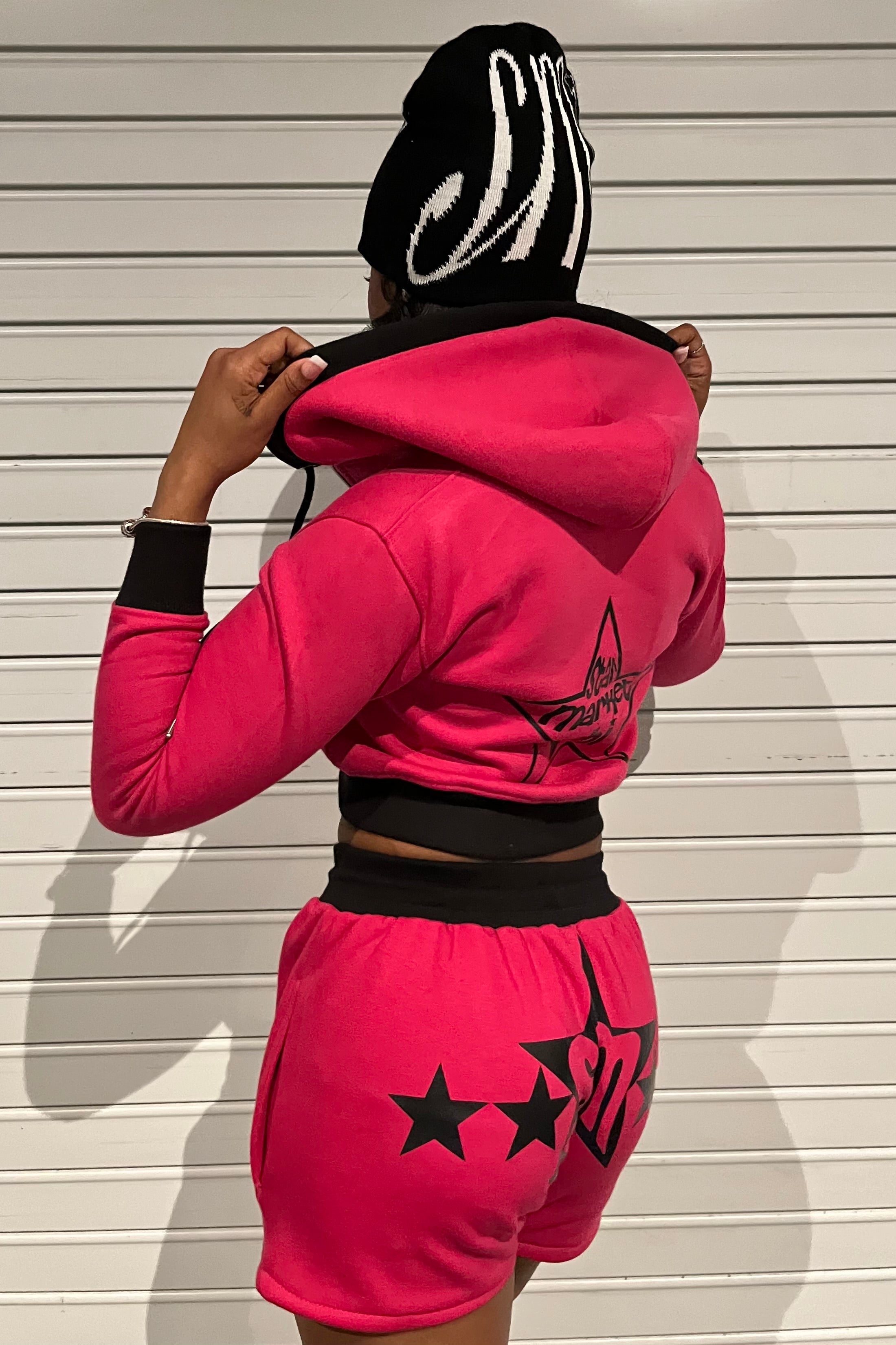 ‘5-STAR’ CROP ZIP-UP (PINK)