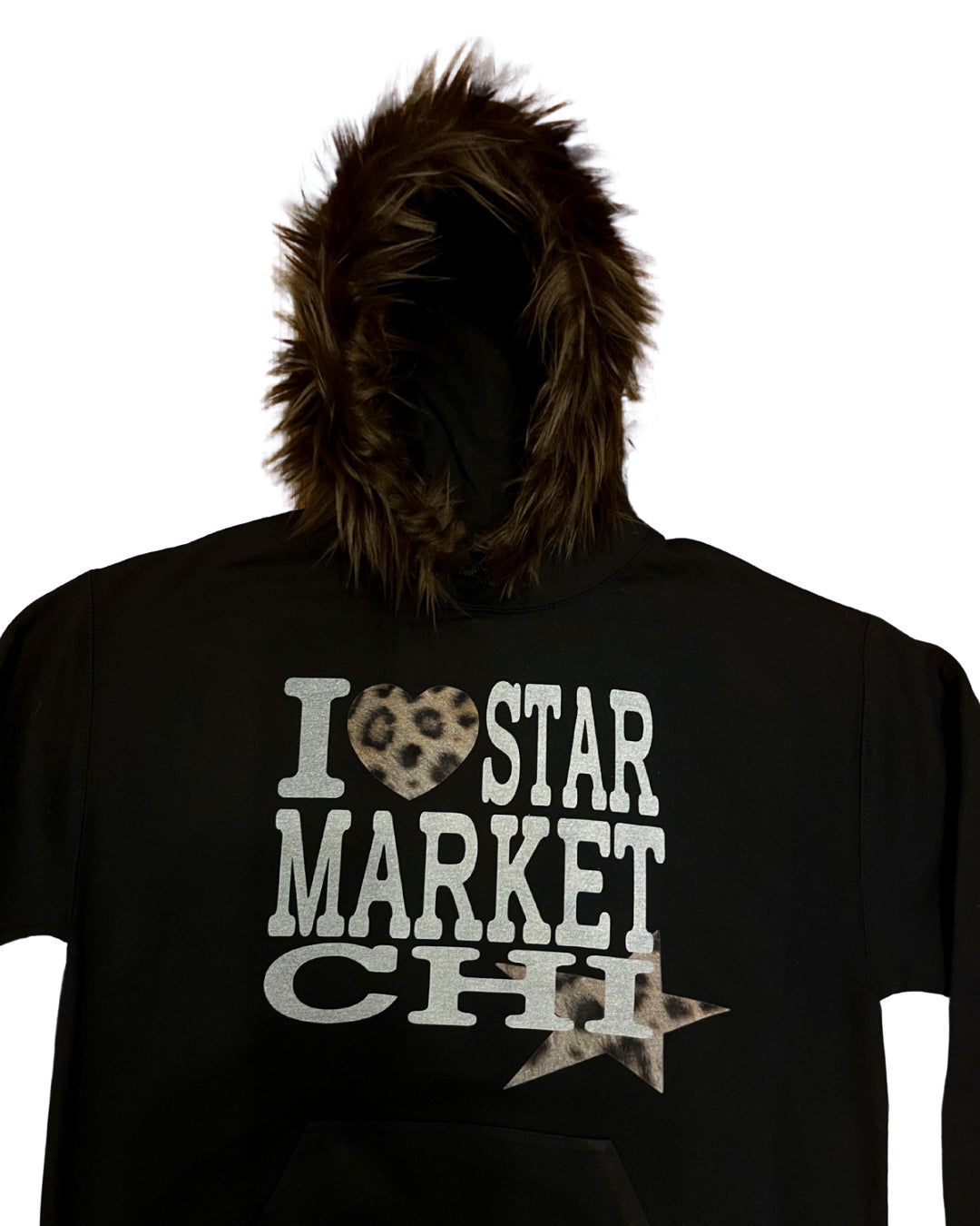 I HEART SMC FUR CHEETAH HOODIE