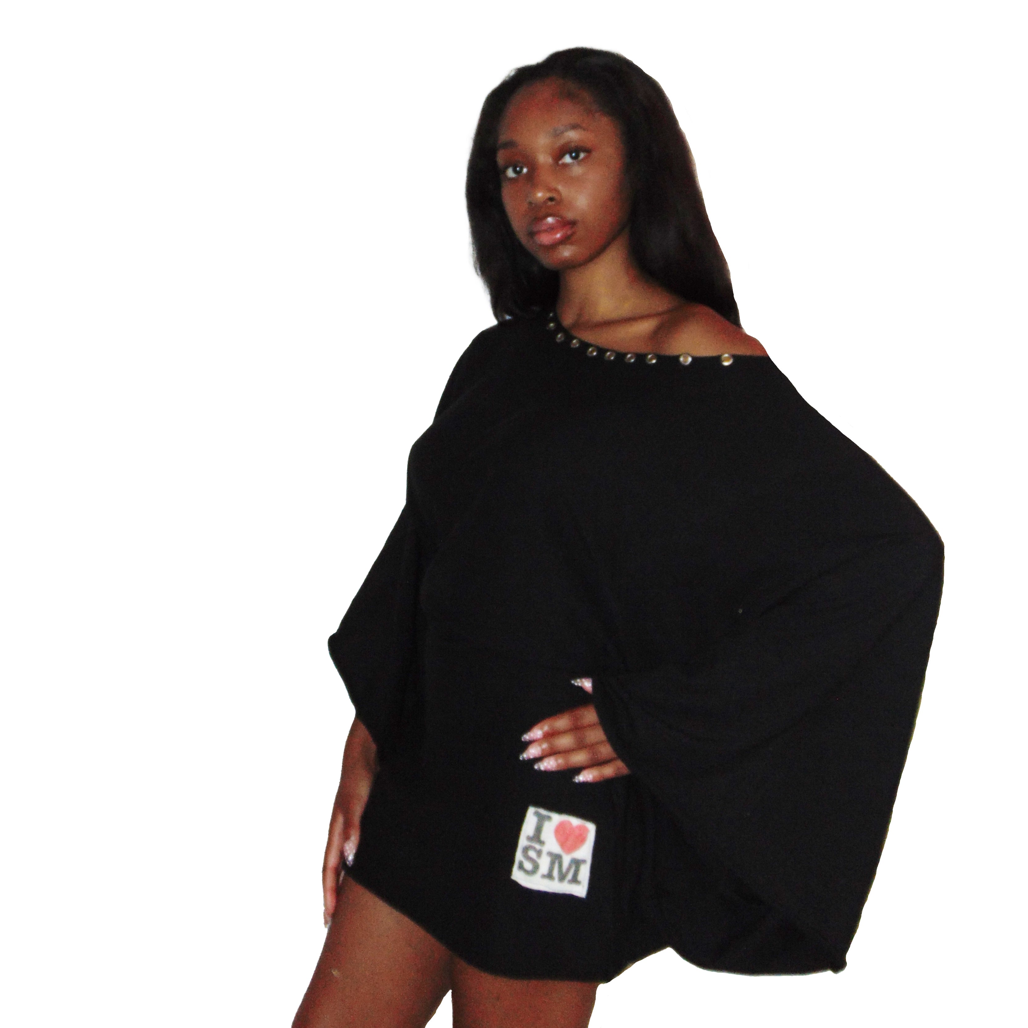 I HEART SM BATWING DRESS (BLACK)
